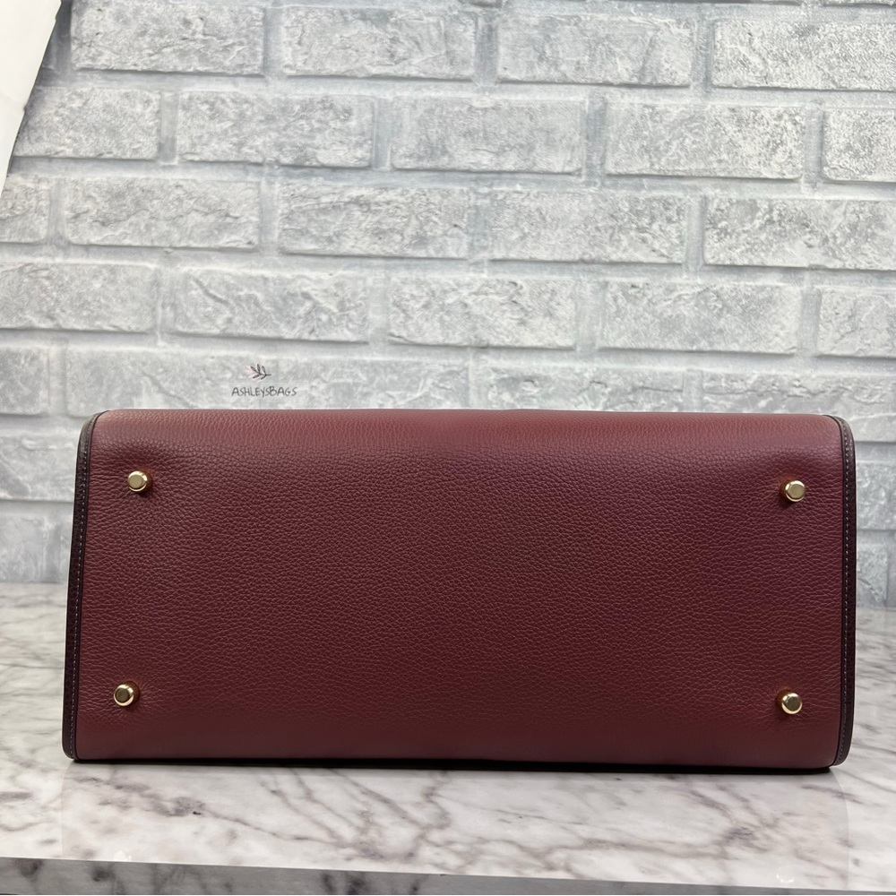 Coach Dempsey Tote 40 In Signature Jacquard With Stripe Coach Patch In Wine - Picture 6 of 14